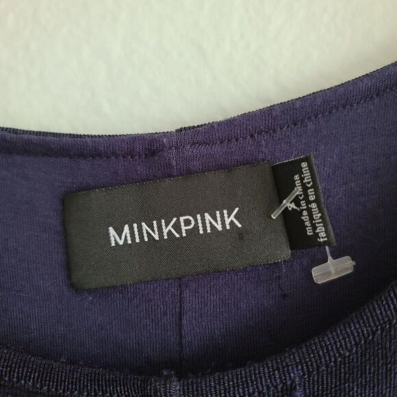 MinkPink Forbidden Love Mini Dress Navy Blue Silky‎ Shiny  Body Con Size Small - Picture 7 of 14